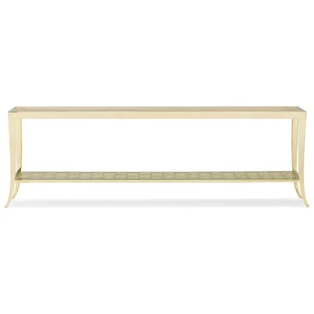 The "In a Holding Pattern" Console Table in Whisper of Gold Finish